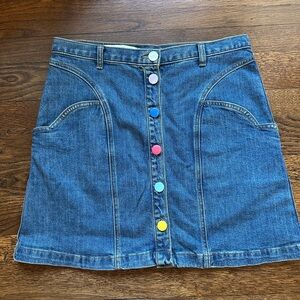 Anthropologie Denim Skirt with Colorful Button Accents